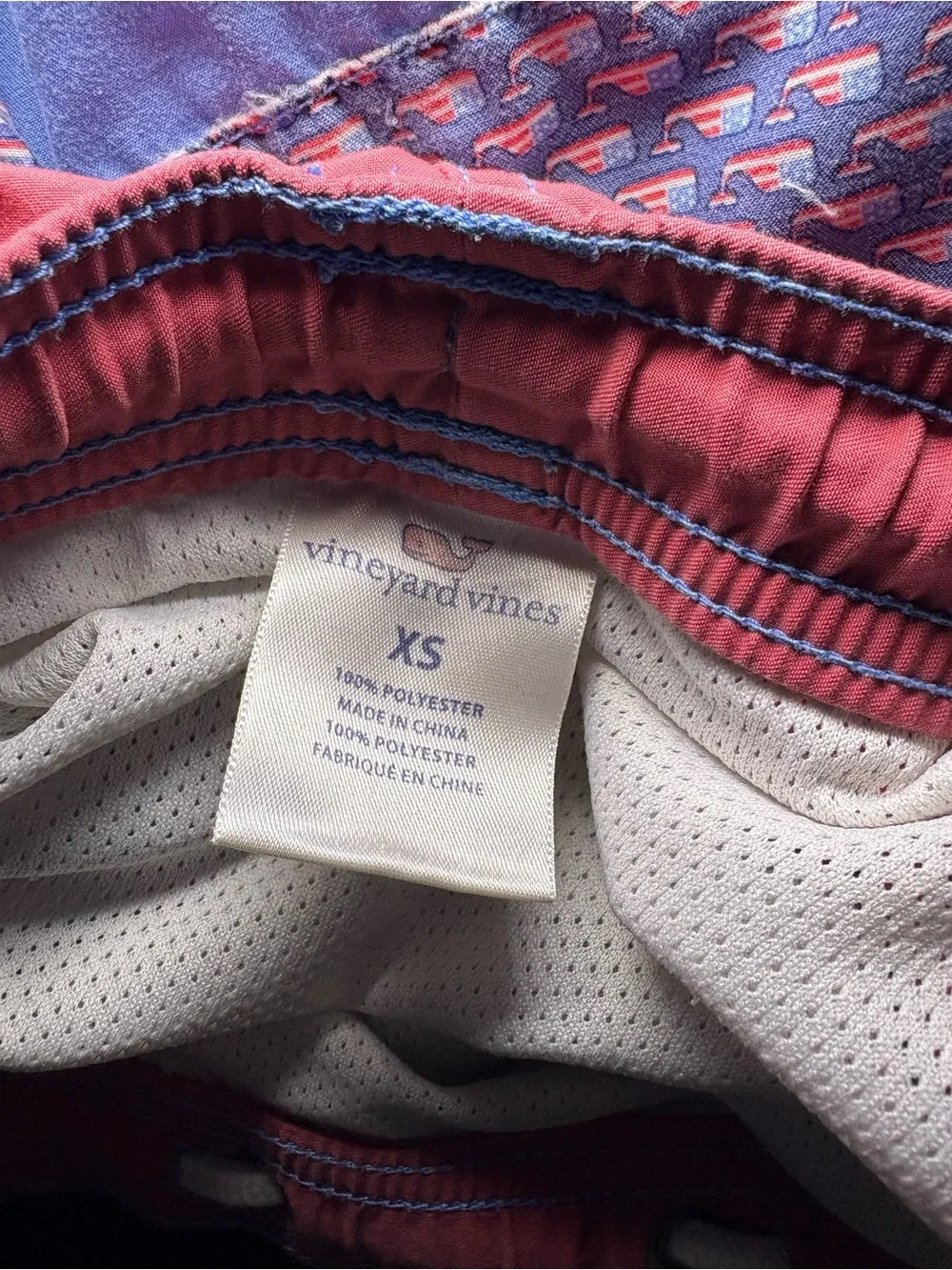 Vineyard Vines Coral and Light Blue Colorblock Swim Trunks